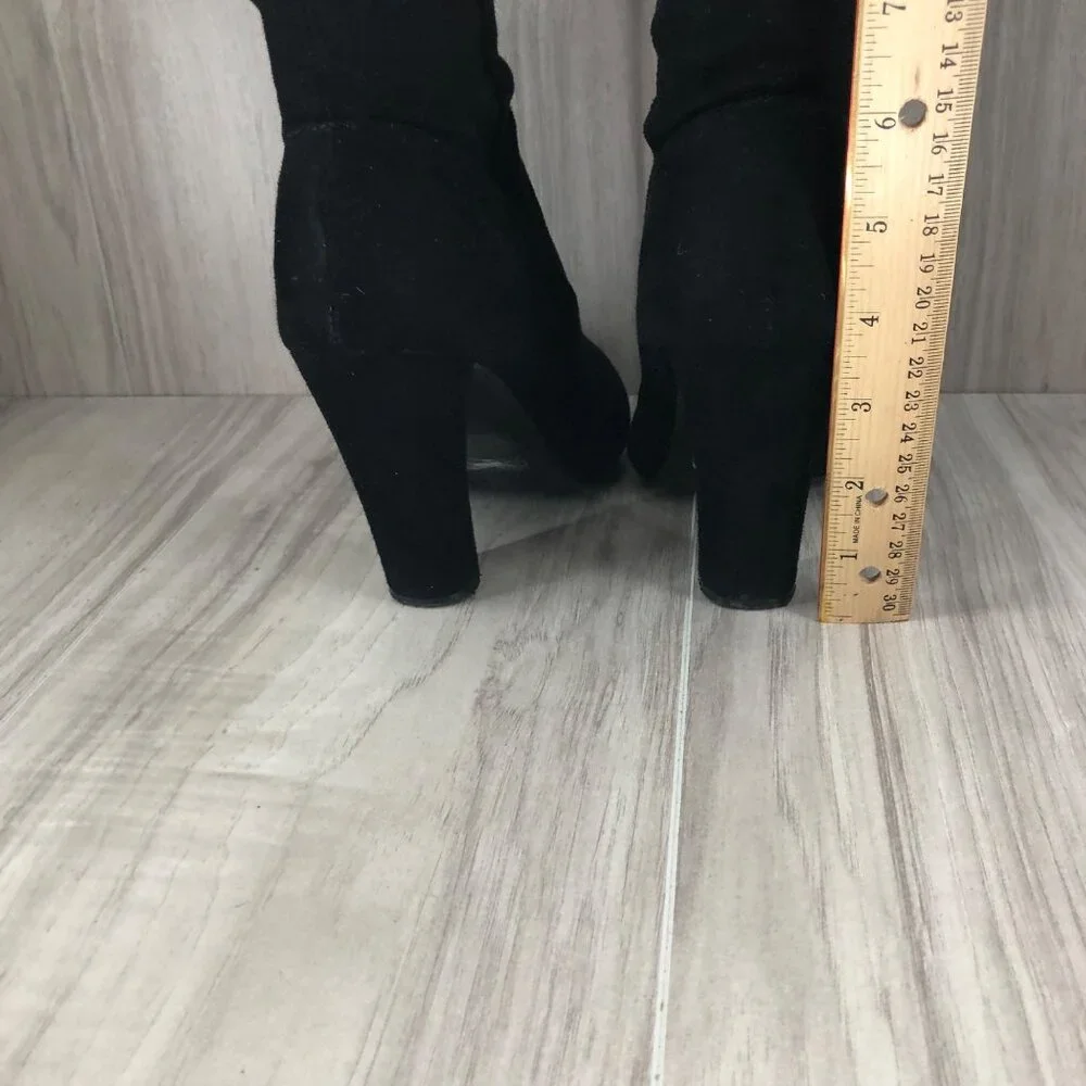 Over The Knee Boots Womens 8 Black Fabric Slouch Pull On OTK